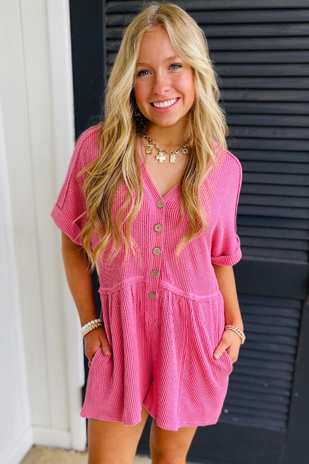 Spiral ribbed romper